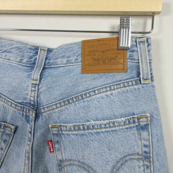 Levi's Premium Ribcage Straight Ankle Jeans Women 27 Blue Cotton Distressed 576 - Picture 12 of 15